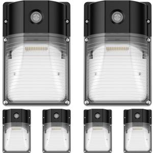 30W LED Wall Pack Light with Dusk to Dawn Sensor, 3600LM, 5000K Daylight, 120Vac Led Porch Lights, IP65 Waterproof Outdoor Security Lighting for Garage Warehouse Garden, ETL Certified, 6 Pack