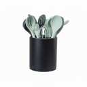 Kitchen Utensil Holder Extra Large 360°Rotating For Counter Organizer Stainless Steel Storage Cooking Silverware Caddy 3 Compartment Flatware Spoon Spatula Tool Cutlery Container（Black）