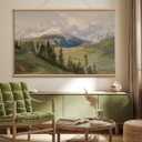 VIYYIEA Extra Large Canvas Wall Art, 36x54 Inch Mountain Landscape Oil Painting Style, Vintage Nature Wall Decor for Living Room, Bedroom, Above Sofa