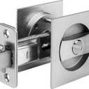 Pocket Door Lock Brushed Nickel, Privacy Square Pocket Door Hardware Not-Adjustable 2-3/8" Latch, Pocket Door Handles for Pocket Doors Sliding Doors 1 Pack