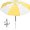 8FT Beach Umbrellas for Sand,Portable Outdoor Windproof Sun Umbrella with Push Button Tilt and Air Vent,UPF 50+ PU Coating for Patio Garden Pool Backyard
