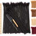 DAIXI 0.8cm Thickness 12 Inch 100 Strands and 0.4 0.6cm 100% Real Human Hair Dreadlock Extensions for Man/Women Full Head Handmade Permanent loc Extensions Bundles Can Be Dyed Bleached Curled Twisted