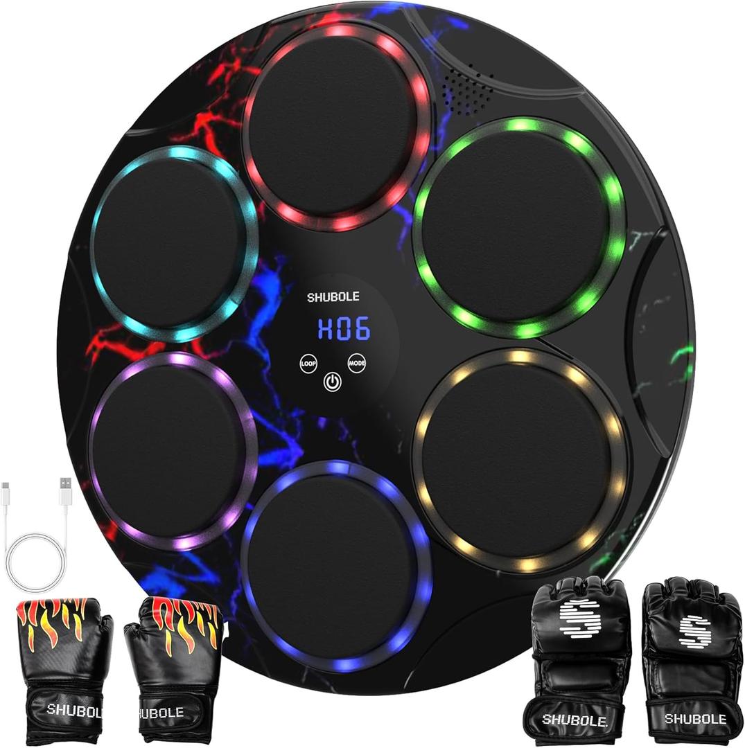 Music Boxing Machine with Gloves - Wall Mounted Punching Trainer for Adults & Kids, 9-Speed Punch Game, Wall Boxing Punching pad, 2025 Upgrade Gifts for Boys Age 6+