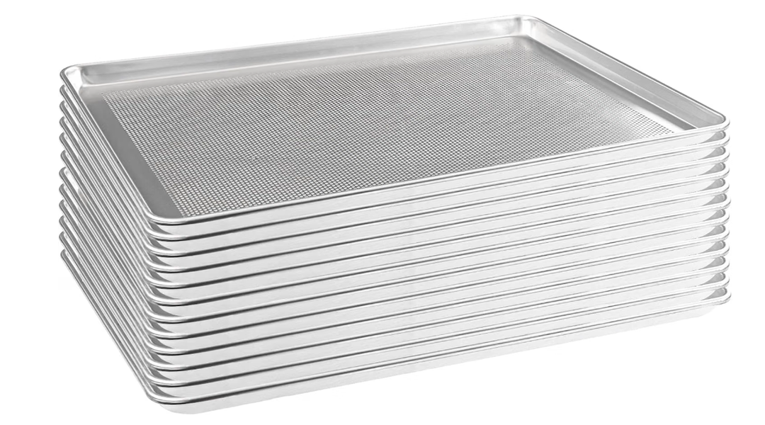 HARDURA Aluminum Perforated Baking Sheet Pan 18"L X 26"W X 1"H, 12Packs
Cookie Sheet, For Oven in Bakery & Restaurant, Kitchen