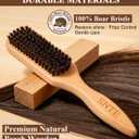 100% Boar Bristle Peach Wood Slick Back Hair Brush | Natural Wooden Styling Tool to Restore Shine, Control Frizz, Smooth Flyaways | Teasing to Add Volume | Sleek Ponytails, Buns & Men's Beard Grooming