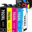 Remanufactured 702XL Ink Cartridges Combo Pack Replacement for Epson 702 XL 702XL Ink Cartridges Works with Workforce Pro WF-3720 WF-3730 WF-3733 Printer (Black Cyan Magenta Yellow, 4 Pack)