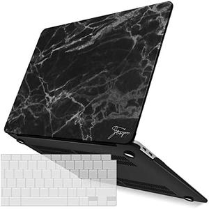 IBENZER Compatible with New MacBook Air 13 inch Case 2022 2021 2020 M1 A2337 A2179 A1932, Plastic Hard Shell Case with Keyboard Cover for Mac Retina Display with Touch ID, Black Marble, MAT13-BKMB+1