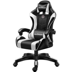 JaxSteam Gaming Chair Video Gaming Computer Chair Ergonomic Office Chair Desk Chair with Lumbar Support Flip Up Arms Adjustable Height Swivel PU
