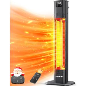 VAGKRI Outdoor Heaters, 1s Heating Carbon Infrared Patio Heaters With Remote, 9 Heat Levels, 24H Timer, IPX5 Waterproof, 42in Electric Space Heaters for Home, Office, Restaurant, Patio, and Garage