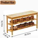 latifolia Shoe Rack Bench, 3-Tier Bamboo Shoe Bench with Breathable Rattan Seat Cushion, Shoe Storage Rack for Entryway(Nautre,39.70''L), 39.37''L
