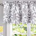 DriftAway Isla Paisley Floral Pattern Blackout Thermal Insulated Window Curtain Valance Rod Pocket 52 Inch by 18 Inch Plus 2 Inch Header Gray