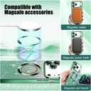 Misscase for iPhone 17 Pro Magnetic Glitter Case Compatible with MagSafe,Full Protection Slim Shockproof Anti-Scratch Case with Camera Lens Protector Plating Bling Dust-Proof Net Green