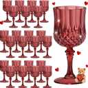 7OZ Plastic Wine Glasses, Reusable Vintage Goblets Unbreakable Drinking Glasses Crystal Water Cups Champagne for Wedding, Parties, Mother's Day (24, Burgundy)