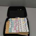 Mexican Train Dominoes Set with 8 Wooden Trays/Racks, Double 12 Dominos Travel Set with 8 Domino Tiles Holders, 91 Tiles Double 12 Colored Dominoes Game Set with Portable Case for Families Kids