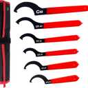 Poweka Coilover Spanner Wrench, 6Pcs Universal Adjustment Shock Steel Spanner Hook Wrench Set for Suspension System and Motorcycle Coil Over Adjustments Tool