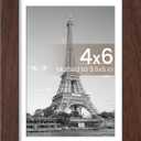 Upsimples 4x6 Picture Frame, Display Pictures 3.5x5 with Mat or 4 x 6 Without, Wall Hanging Photo Frames, Brown, 1 Pack