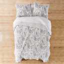 Levtex Home - Tamsin Grey Quilt Set - King Quilt + Two King Pillow Shams - Modern Paisley - Grey Taupe Off-White - Quilt Size (106x92in.) and Pillow Sham Size (36x20in.) - Reversible - Cotton