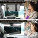 Polarized Sun Visor for Car with Organizer, Upgraded Adjustable Visor Extension, Handmade PU Leather Universal Sun Visor Extender Protects from Sun Glare, UV Rays, Snow Blindness (black)