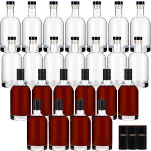 Bottle 24PCS 100 ML Glass Bottles with Lids 3 oz Clear Glass Bottles with Cork Empty Bottle with Stopper for Beverages Drinks Beer Water Soda