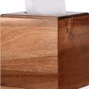 Tissue Box Cover Square, Acacia Wood Tissue Box Holder with Slide-Out Bottom, Wooden Tissue Box Cover Cube for Bathroom, Bedroom, Dinner Table, Office,Kitchen