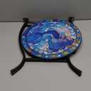 Indoor Outdoor Metal Round Side Table, 14 Inch Round Patio Coffee Bistro Table, Weather Resistant Black Metal Side Table for Patio Balcony Yard Porch Garden, Plant Stand for Indoor Outdoor Use (Fish)