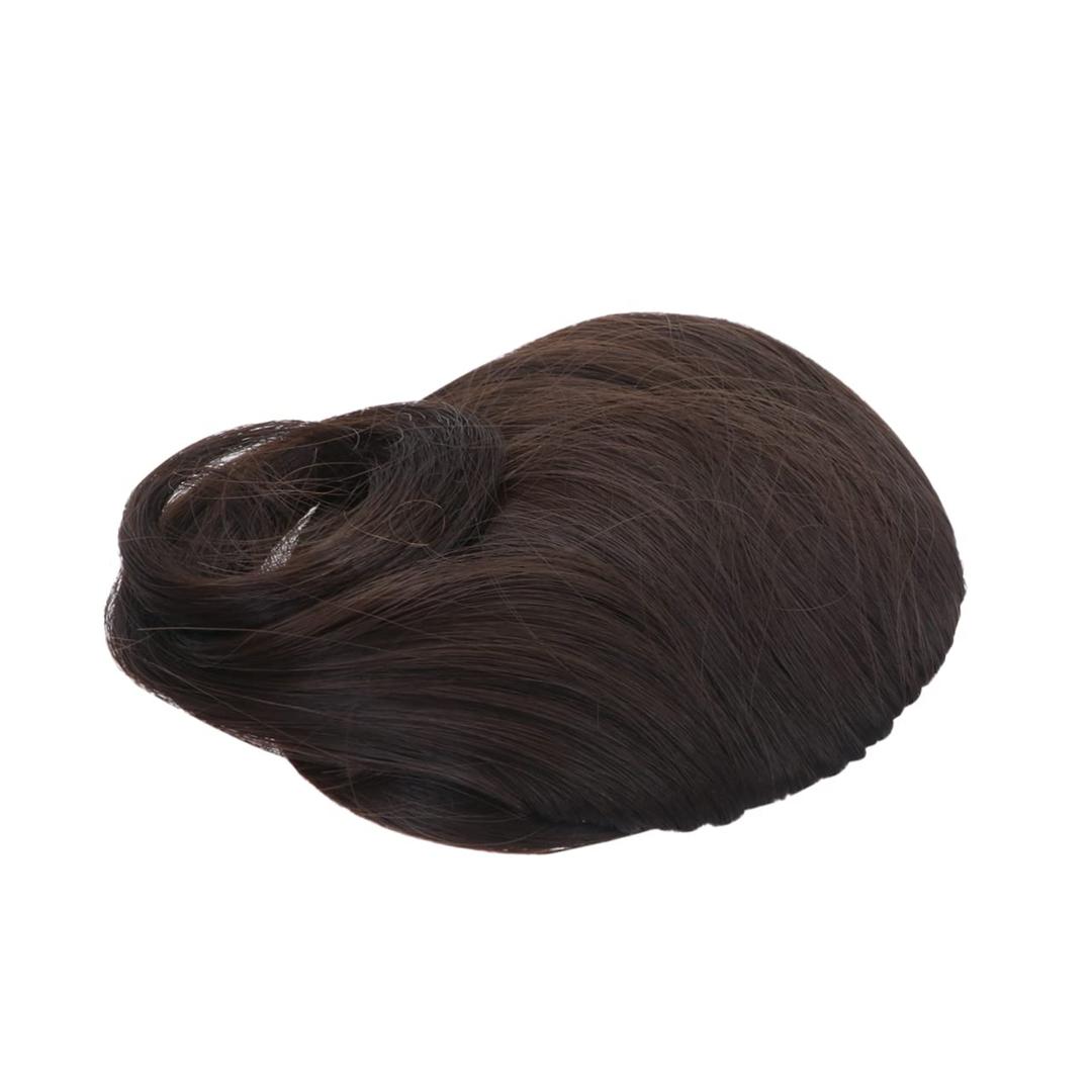 Mikinona 1pc Women Wig High Temperature Fiber Curly Hair Extension for Daily Wear Comfortable and Ventilative Easy to Wash Stylish Brown Black Design for Parties and Events (Coffee)