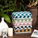 Madi-Cadi Hand Towels 5 Pack - Cotton Face Towels Soft, Absorbent, and Decorative Checkered Design for Bathroom, Kitchen, Gym, and Spa - 13 x 29 Inches for Any Occasion