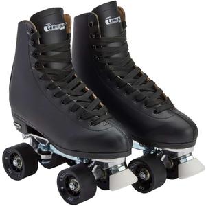 Chicago Quad Roller Skates for Women & Men – Durable, Top Performance Indoor/Outdoor Use or Roller Derby - Classic Deluxe Leather High-Top Boots with 60mm Urethane Wheels & Semi-Precision Bearings, W 7/M6 (Black)