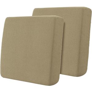 Hokway Stretch Couch Cushion Covers, 2 Piece Individual Sofa Cushion SlipcoversJacquard Sofa Seat Slipcover Set, Non-Slip Protector for Cushion (Sand,Small-2PC)