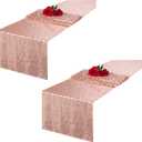 2 Pack Rose Gold Sequin Table Runners 12x72 Inch - Glitter Rose Gold Table Runner Gift Packing for Party Wedding Bridal Baby Shower Birthday Event Supplies Decorations