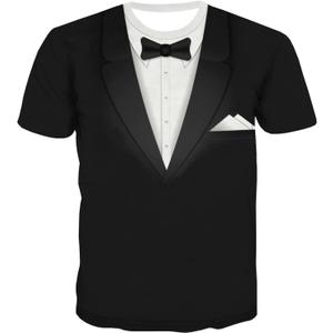 KYKU Tuxedo T-Shirts for Men Suit Tshirt Tux Costume T Shirts (XX-Large)
