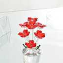 Cherry Blossom Crystal Flowers with Stems - Glass Flowers with Vases Japanese Cherry Gifts Decor for Wife Girlfriend Women - Crystal Collectible Home Table Decor for Valentines Wedding Gifts (Red)