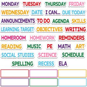 36 Pcs Classroom Schedule Magnets Daily, Rainbow Color, Classic