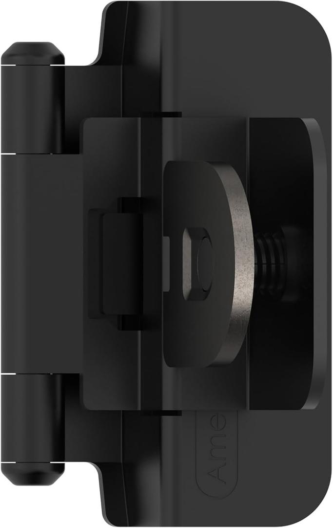 Amerock BPR8700FB | Cabinet Hinge | 3/8 in (10 mm) Inset Double Demountable | Matte Black | Kitchen Cabinet Door Hinge | 1 Pair/2 Pack | Functional Hardware