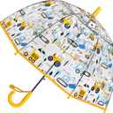 Kids Clear Umbrellas for Rain Dome Bubble Umbrella Windproof for Kids Boys and Girls (Car-Yellow)