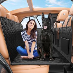Hard Bottom Car Seat Cover for Dogs.Black Waterproof Dog Seat Cover for Back Seat Extender for Dogs,Scratch-Proof and Anti-Slip Car Dog Hammock for Large Dogs SUV,Black(Holds 500 Lbs)
