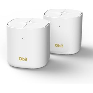 DBIT AX1800 WiFi 6 Whole Home Mesh Wi-Fi System, Dual-Band Coverage up to 4,000 sq. ft. and 150 Devices, Replaces Wireless Router and Extender, 2 Gigabit Ports per Unit, Easy Setup (D-MAX5, 2-Pack)