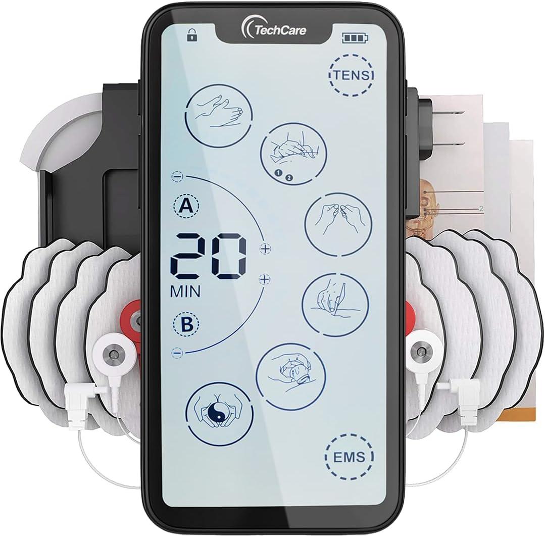 TENS Unit Muscle Stimulator  24 Massage Modes, Touchscreen EMS Device, Dual Channel, Rechargeable, Deep Tissue Pain Relief for Back, Shoulder, Sciatica, Tendonitis, Plantar Fasciitis,8 Electrodes