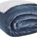 Bedsure GentleSoft Sherpa Fleece Twin Size Blanket for Couch, Non-Heated, Thick and Warm Throw for Women and Men, Soft Fuzzy Plush Twin Blanket for Winter, Slate Blue, 60x80 Inches