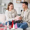 Giegxin 6 Pcs Valentine's Day Cone Tree Table Decorations, 3 Size Mini Tabletop Trees Valentine's Heart Style Pink Red White Yarn Decorations for Table Holiday Party Wedding Home Decor Gift for Her