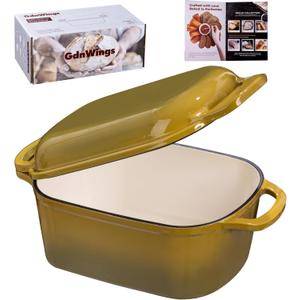 4.6 Quart Dutch Oven for Bread Baking, Combo Oval Enameled Cast Iron Bread Pan with Lid, Sourdough Bread Dutch Oven for a Crispy Crust, Olive