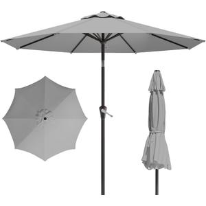 10FT Patio Umbrella, Outdoor Umbrella with Push Button Tilt and Crank, 8 Sturdy Ribs, UV Protection & Waterproof Market Umbrella for Pool, Backyard, Beach,Deck (Light Gray)
