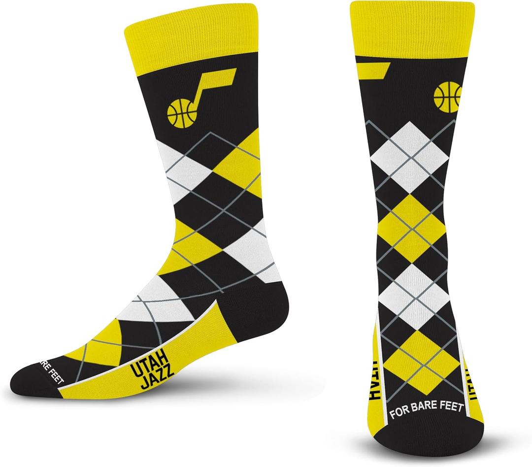 For Bare Feet NBA mens Nba Argyle Remix Dress Sock (One Size, Team)