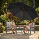 Kingdura 10FT Outdoor Patio Umbrella, Round Market Table Umbrella with PushButton Tilt and Crank Lift, 8 Sturdy Metal Ribs, UV50+ Protection Canopy for Backyard, Lawn, Deck, Poolside, Garden (Black)