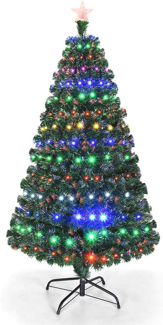 5 ft. Pre-Lit Artificial Christmas Tree Fiber Optic Multi-Color LED Lights and Stand,
CM20570