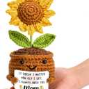 OEAGO Gifts for Mom Mothers Day: from Daughter Son Kids Mini Gifts for Mom Mama Handmade Crochet Cute Small Sunflowe Doll Gift with Base Birthday Present Idea for Mother Knitted Decor 6.69 x 2.75inch