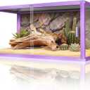 REPTI ZOO 50 Gallon Reptile Terrarium Tank, 36"x18"x18" Lightweight Enclosure with Tempered Glass Doors & Top Screen Ventilation, Large Habitat for Bearded Dragons, Snakes, Lizards, Geckos - Purple