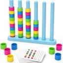 Color Stack Challenge Game-Fast-Paced Color Match Stacking Board Game Quick Thinking Head-to-Head Party Game for Family Game Night Travel-Friendly Competition Set for 2-4 Players