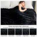 Cozy Bliss Faux Fur Throw Blanket for Couch, Fuzzy Soft Plush Thick Bubble Blanket for Sofa Bedroom Living Room, 90 * 90 Inches Black