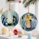 Nativity Scene Christmas Ornament, Jesus Birth Christmas Ornament, Holy Family Decoration, Religious Holiday Decor | Gifts for Christian, Gifts for Religious Women - Style A